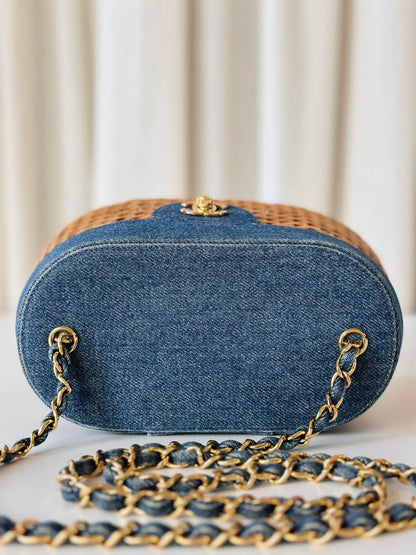 Rare Chanel denim wicker vanity