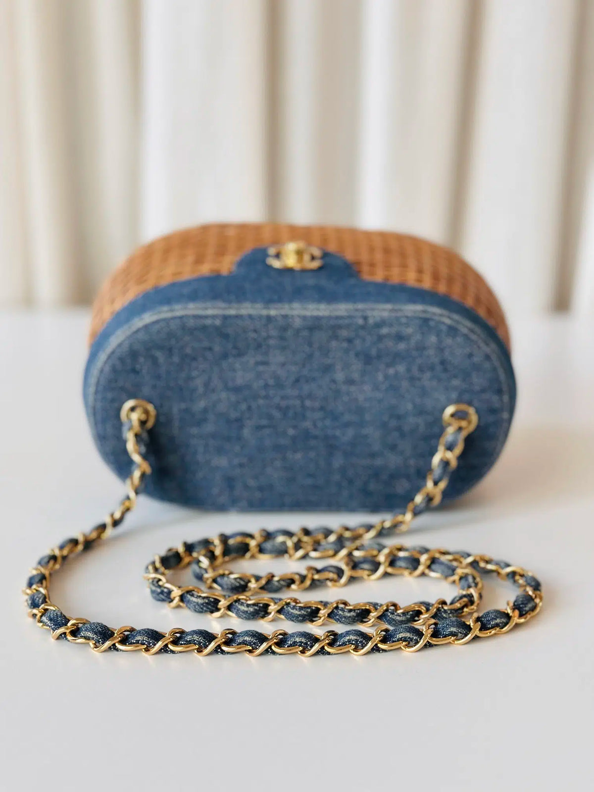 Rare Chanel denim wicker vanity