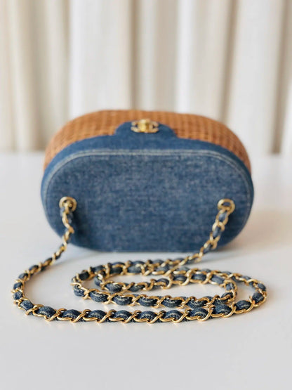 Rare Chanel denim wicker vanity