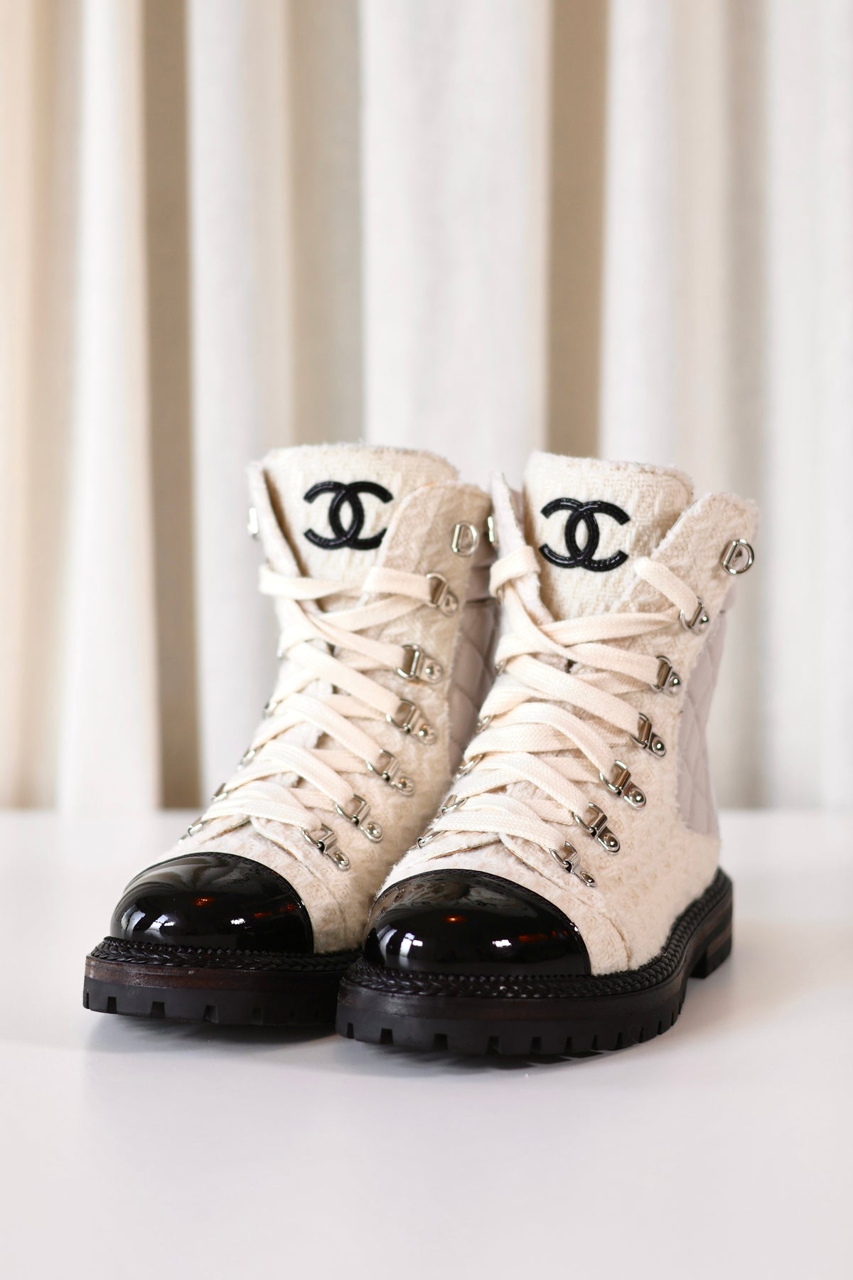 Chanel Tweed Boots