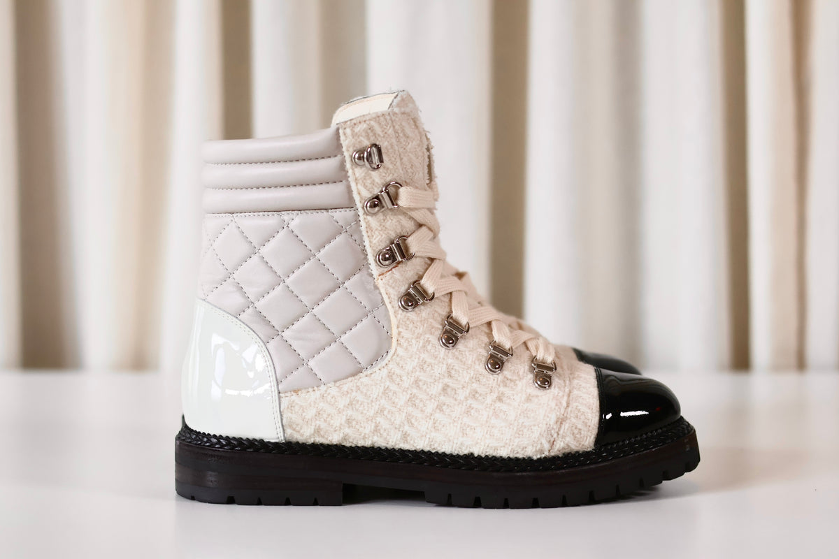 Chanel Tweed Boots