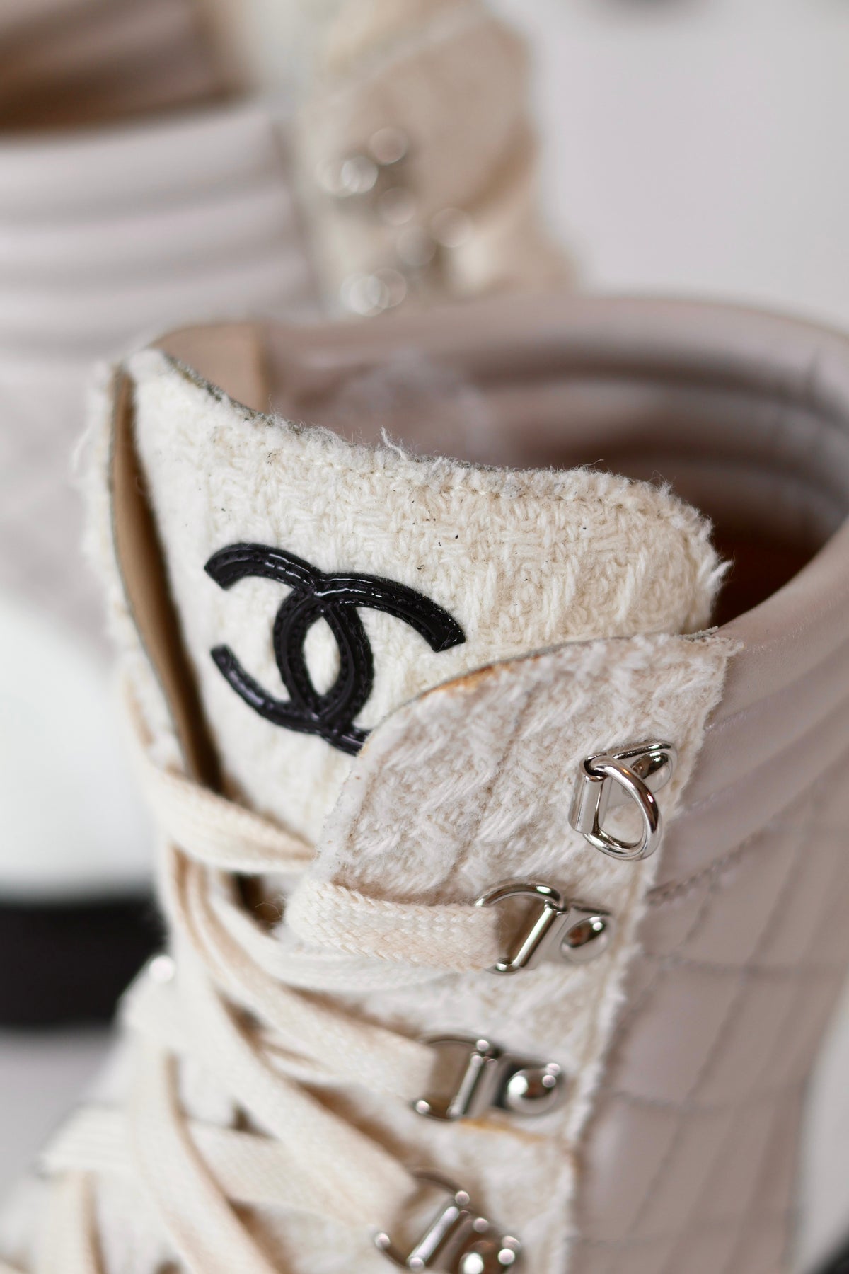 Chanel Tweed Boots