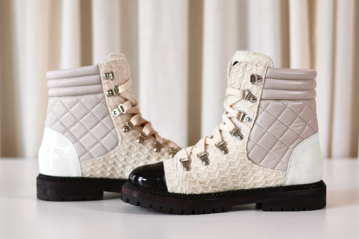 Chanel Tweed Boots