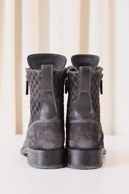Chanel Suede Leather Boots Grey