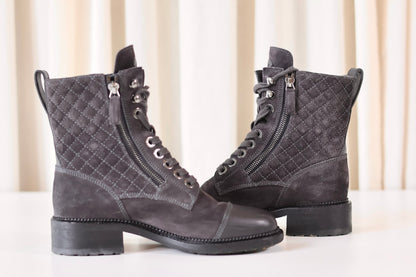 Chanel Suede Leather Boots Grey