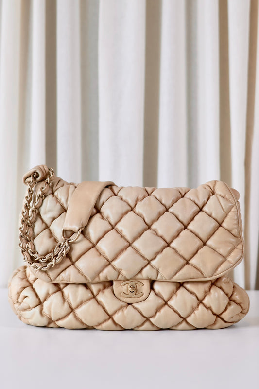 Chanel Bubble Quilted Flap Bag Beige