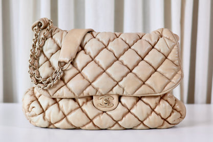 Chanel Bubble Quilted Flap Bag Beige