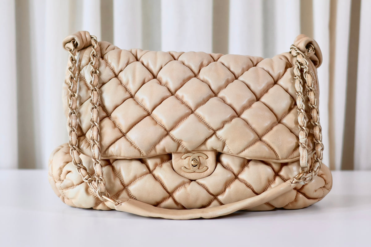 Chanel Bubble Quilted Flap Bag Beige
