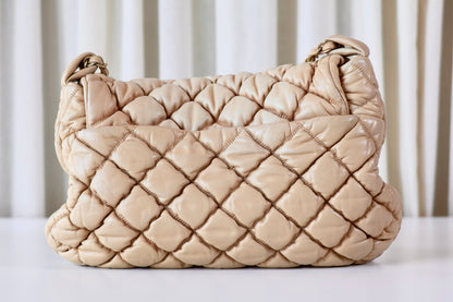 Chanel Bubble Quilted Flap Bag Beige