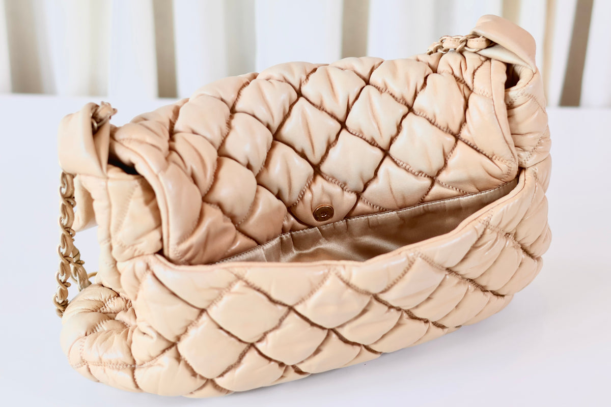 Chanel Bubble Quilted Flap Bag Beige