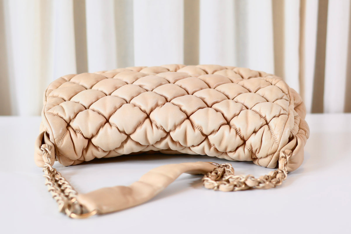 Chanel Bubble Quilted Flap Bag Beige