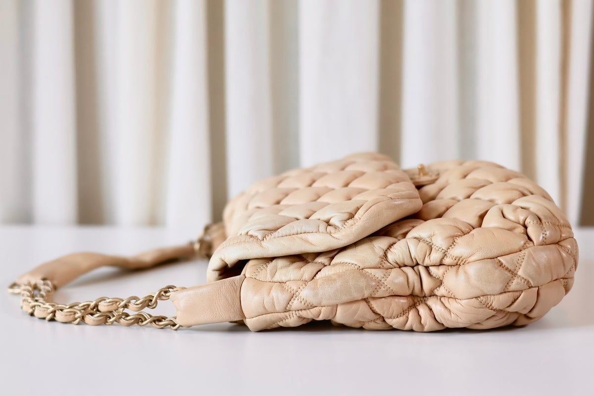 Chanel Bubble Quilted Flap Bag Beige