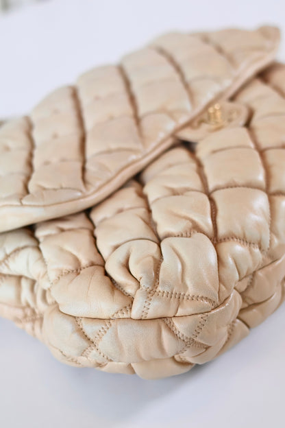 Chanel Bubble Quilted Flap Bag Beige