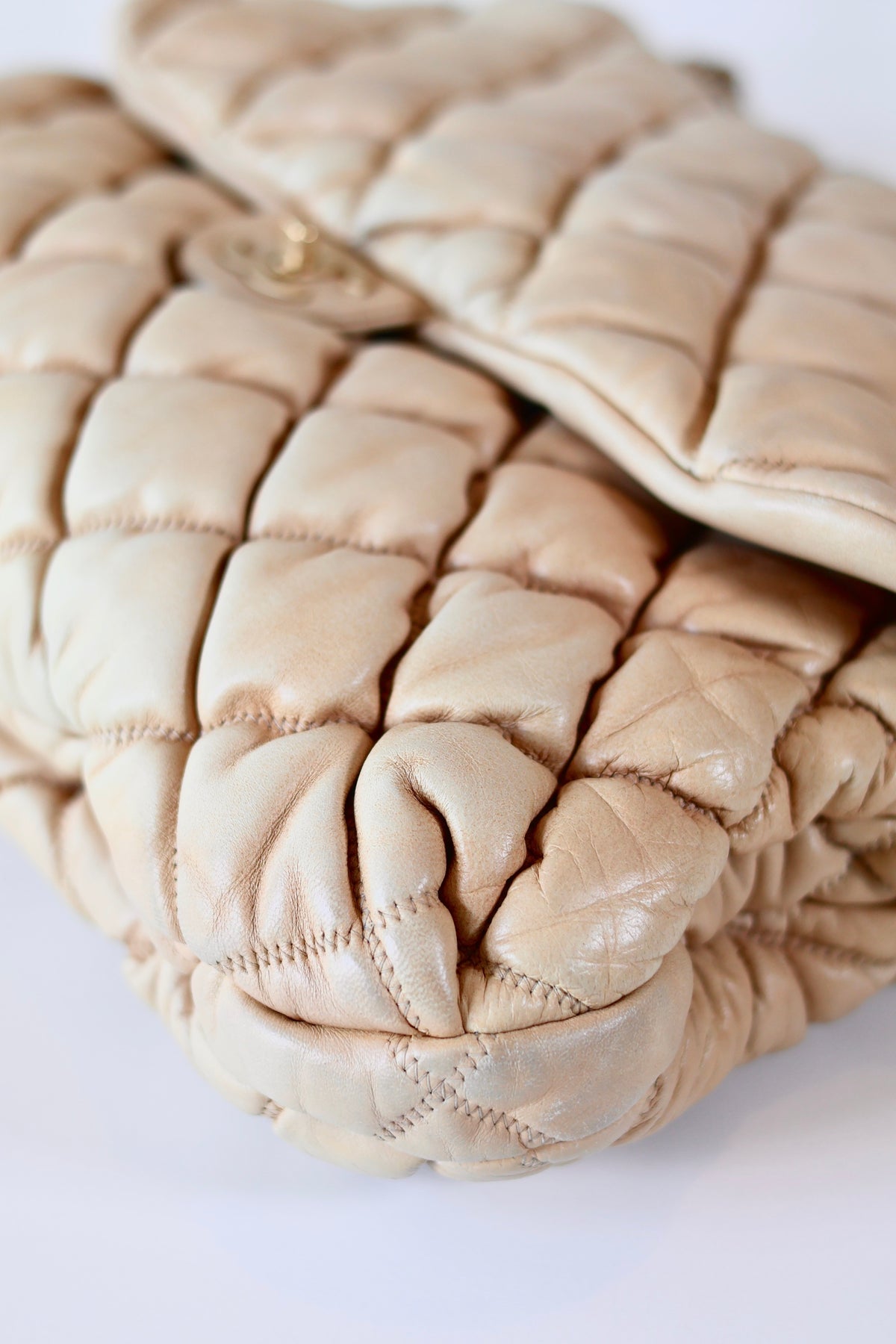 Chanel Bubble Quilted Flap Bag Beige