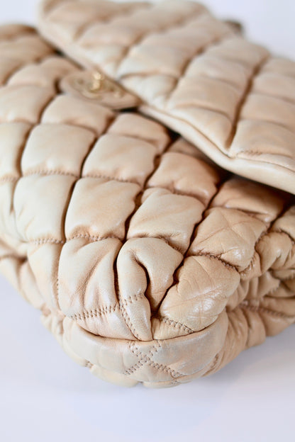 Chanel Bubble Quilted Flap Bag Beige
