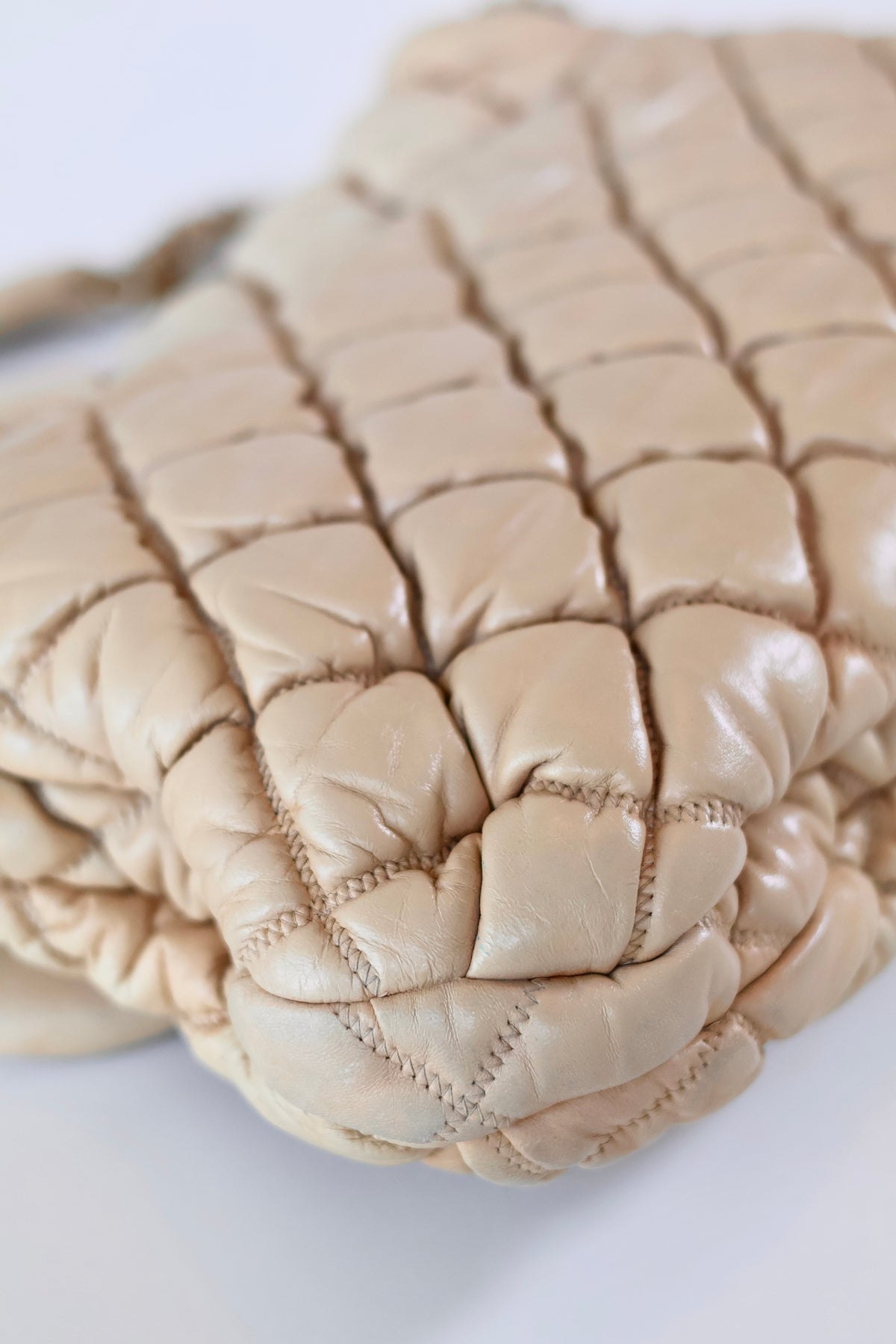 Chanel Bubble Quilted Flap Bag Beige