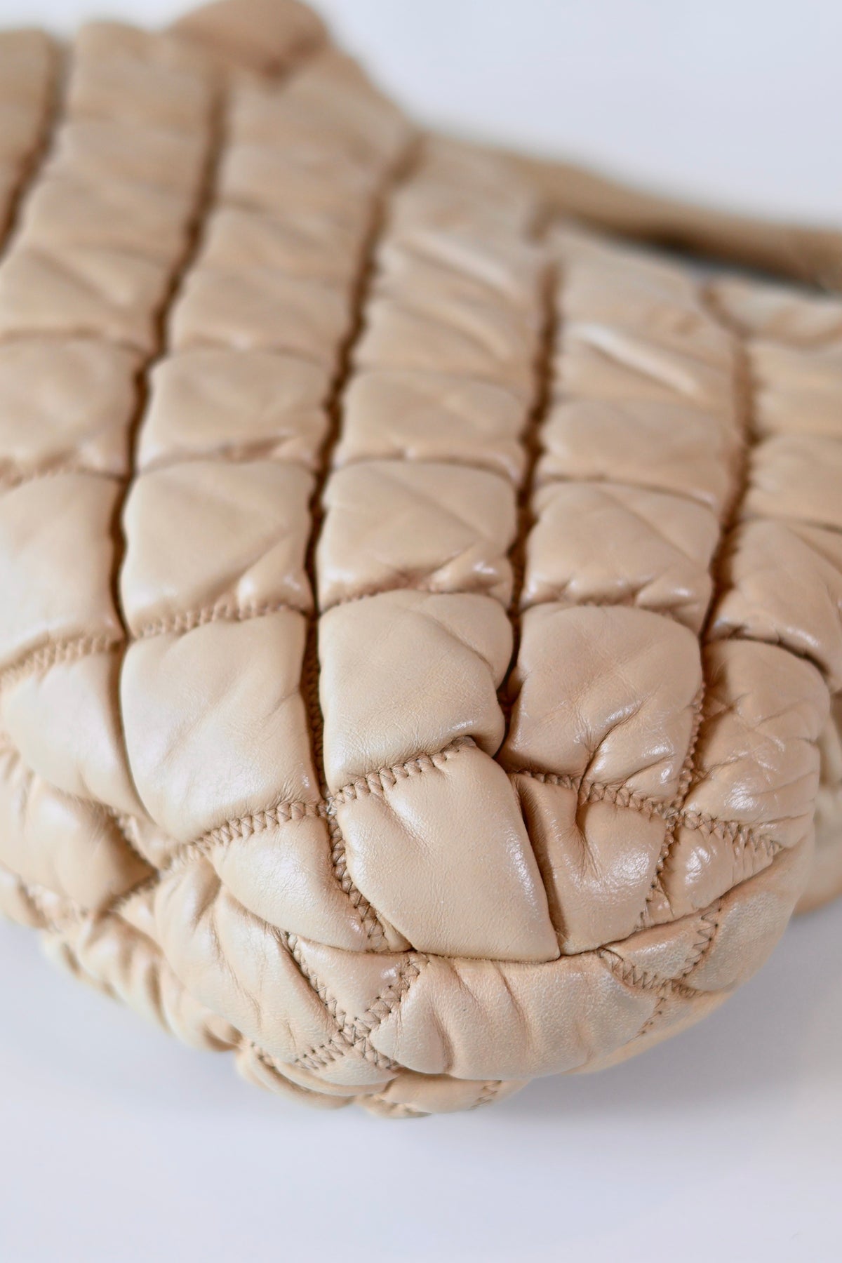 Chanel Bubble Quilted Flap Bag Beige
