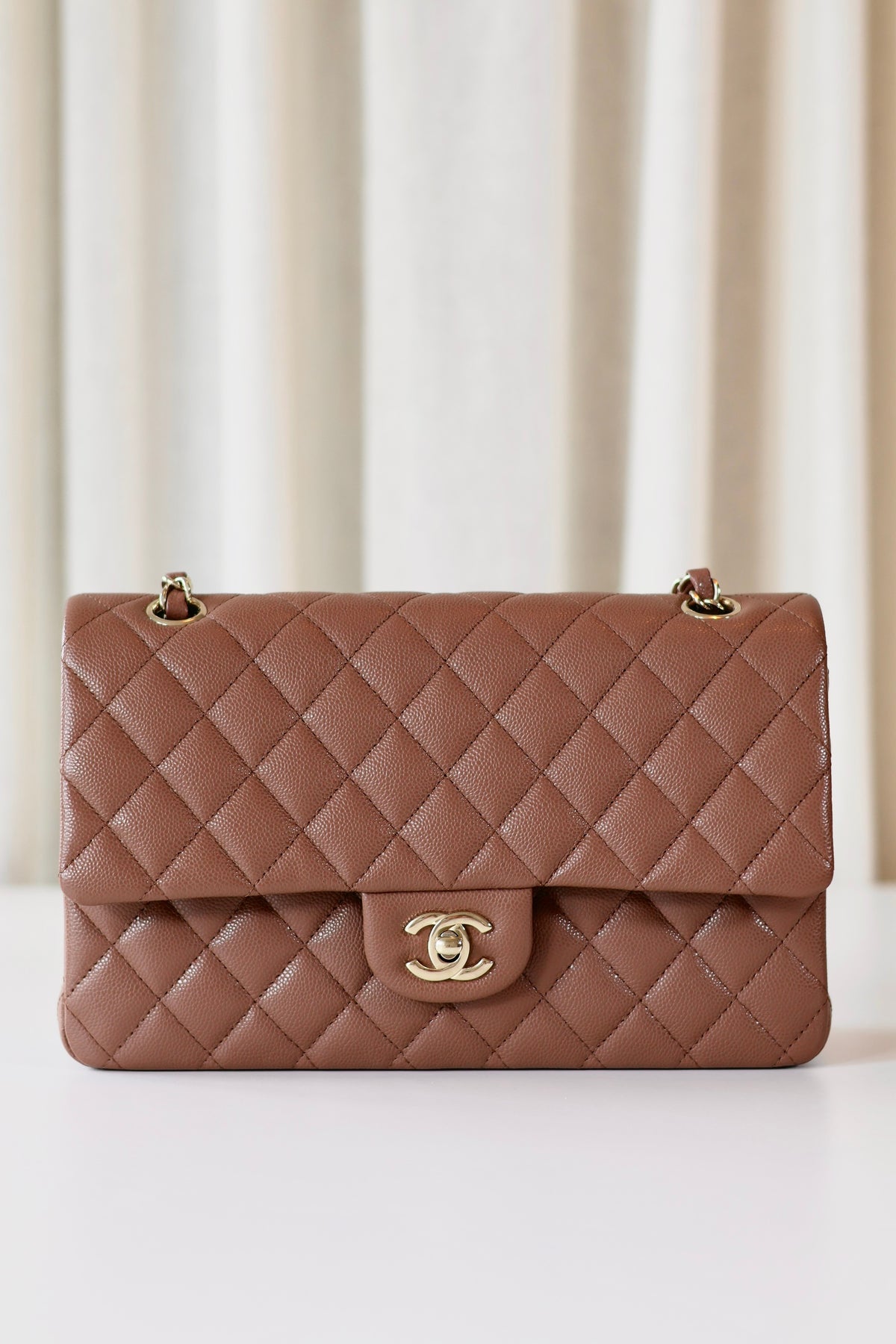 Chanel Medium Classic Double Flap Bag Light Brown