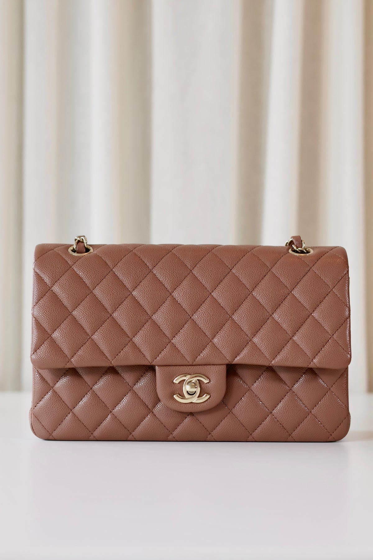 Chanel Medium Classic Double Flap Bag Light Brown