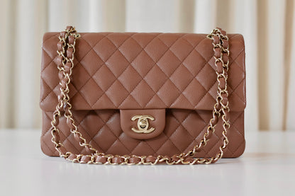 Chanel Medium Classic Double Flap Bag Light Brown