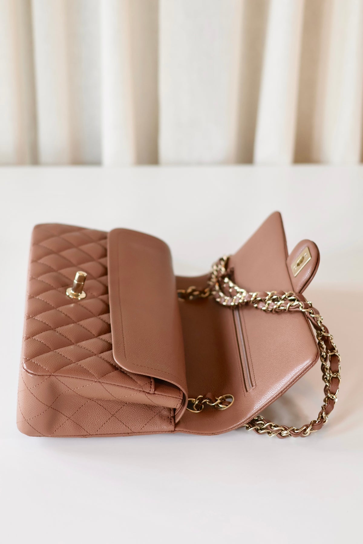 Chanel Medium Classic Double Flap Bag Light Brown