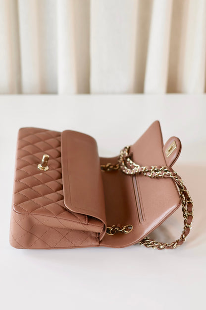 Chanel Medium Classic Double Flap Bag Light Brown
