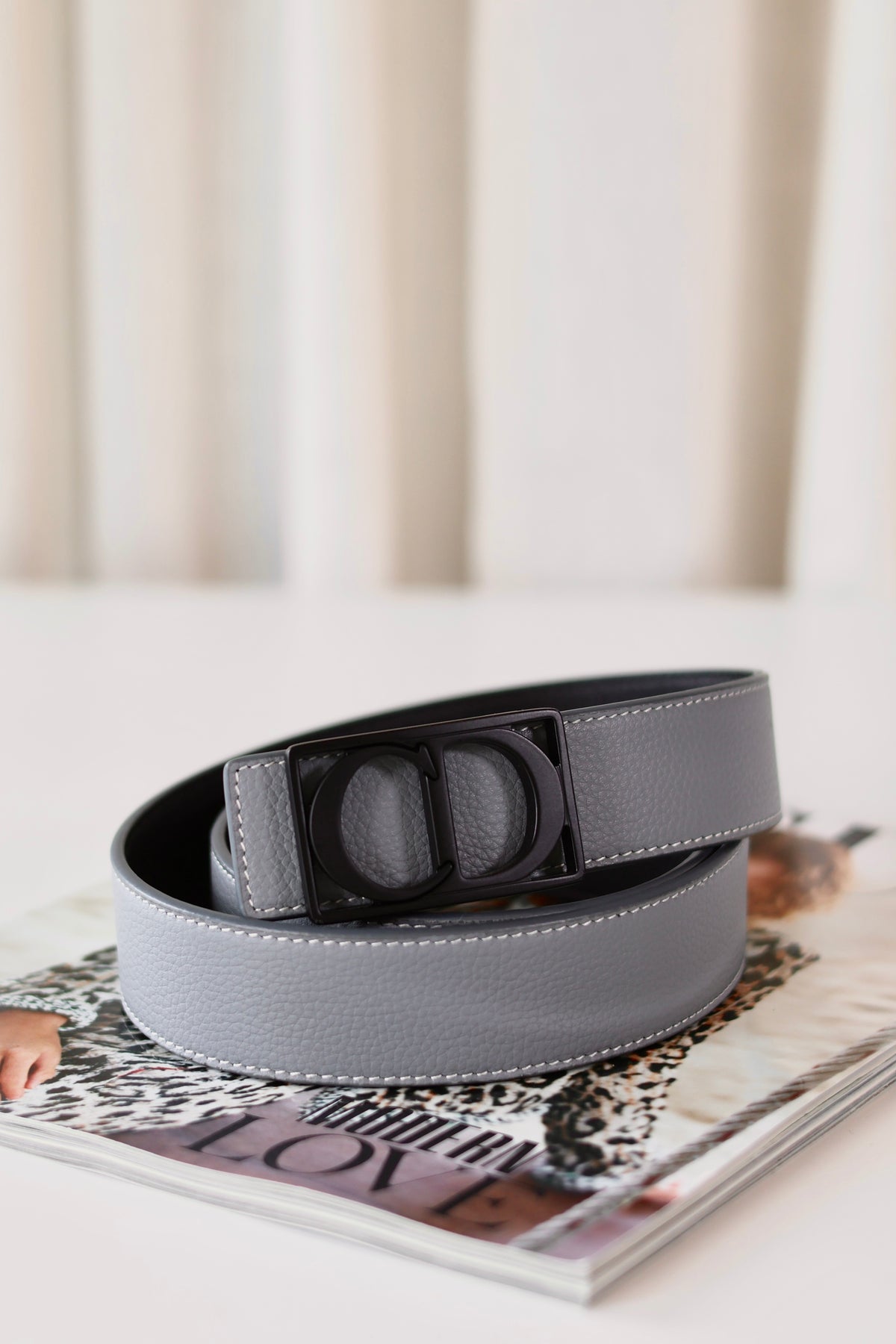 Dior CD Reversible Belt Grey - Black