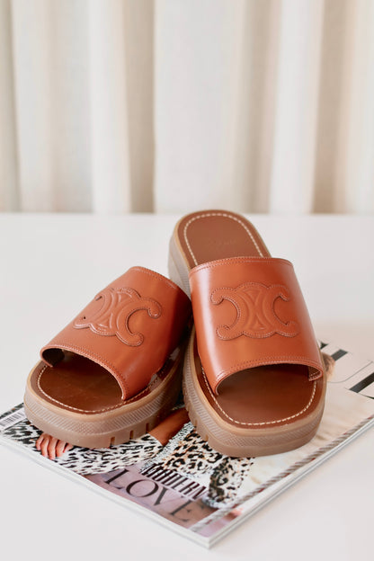 Celine Triomphe Sandals Brown