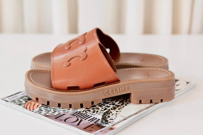 Celine Triomphe Sandals Brown