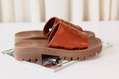 Celine Triomphe Sandals Brown