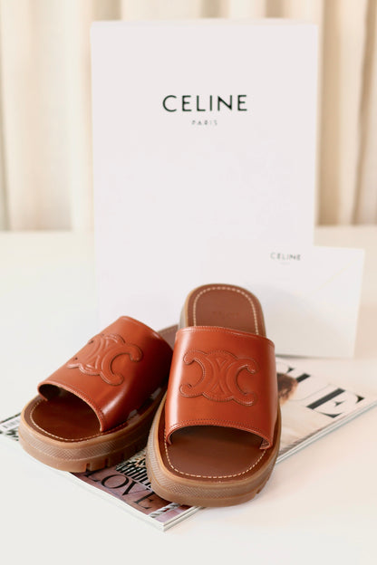 Celine Triomphe Sandals Brown