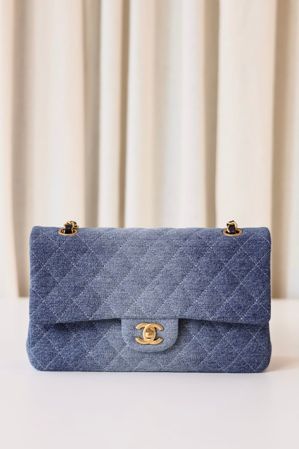 Chanel classic double flap bag denim