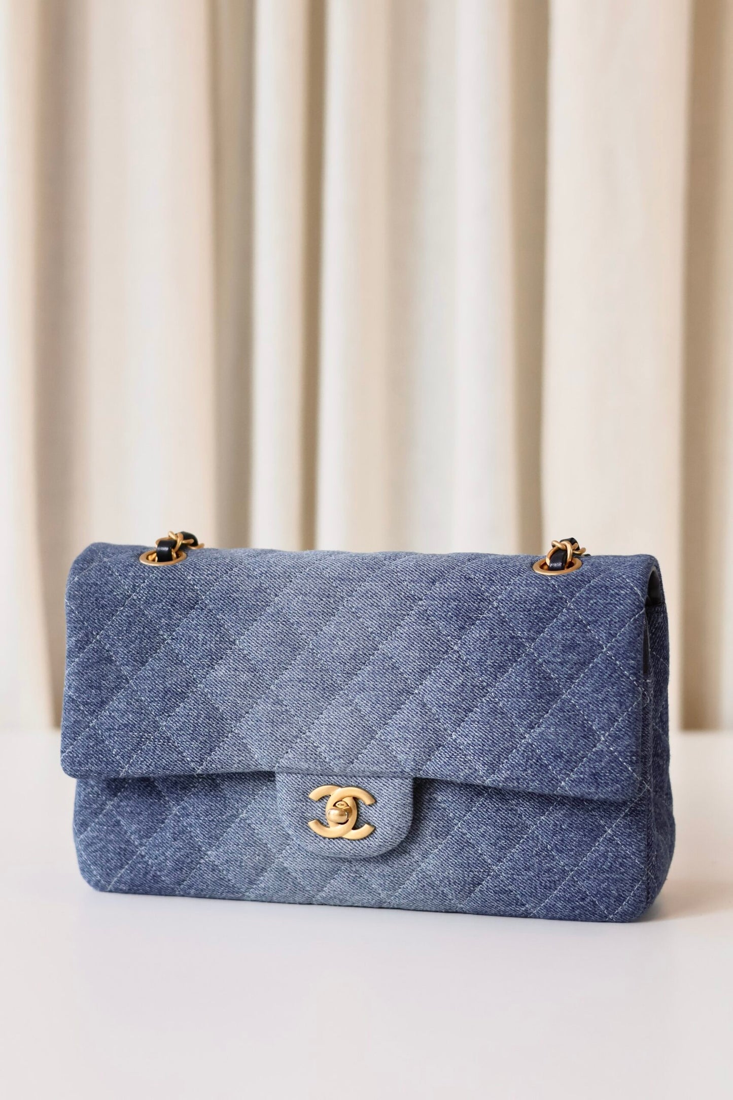 Chanel classic double flap bag denim
