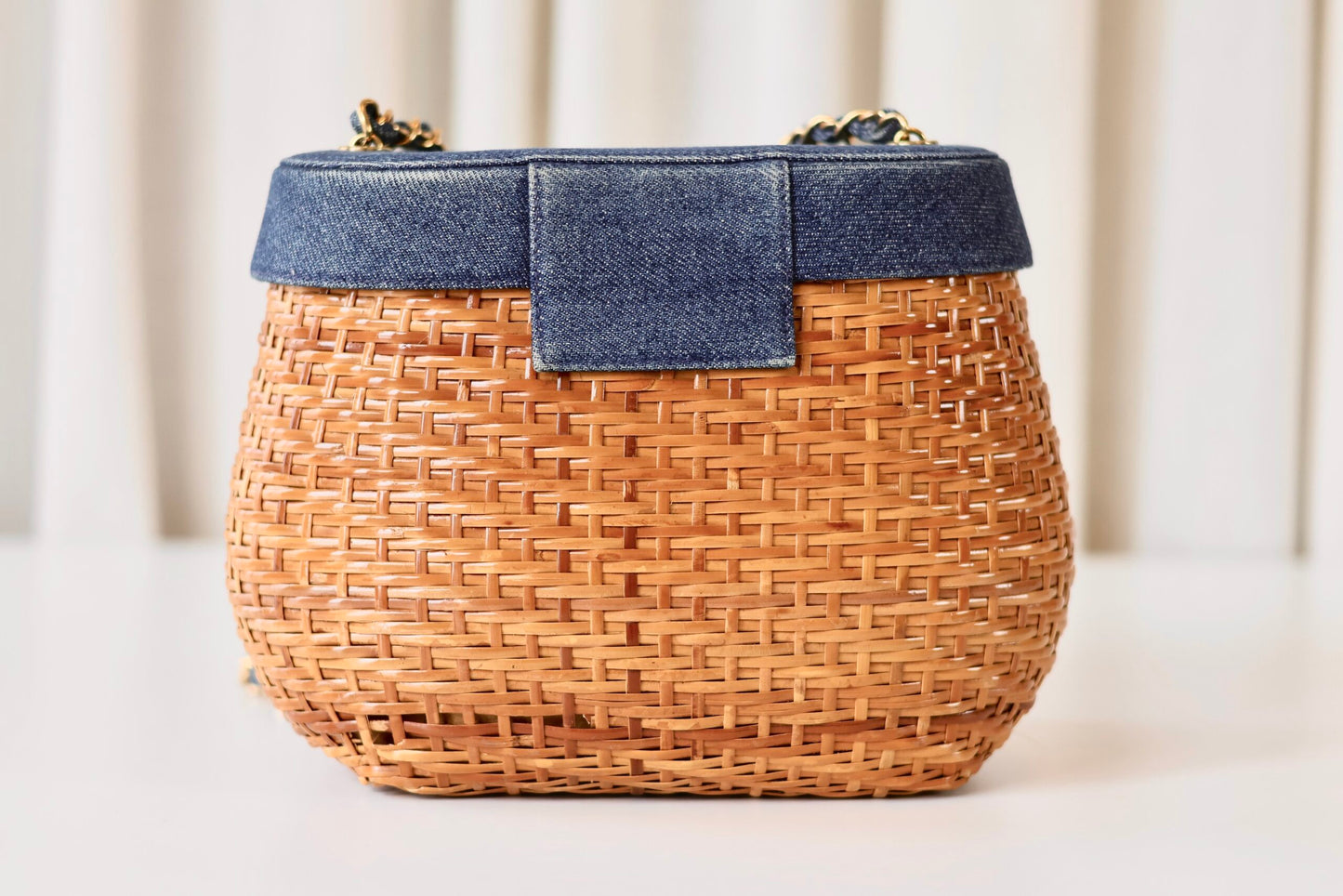 Rare Chanel denim wicker vanity
