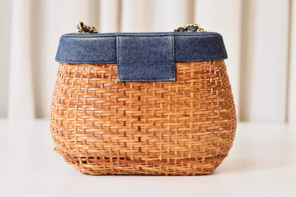 Rare Chanel denim wicker vanity