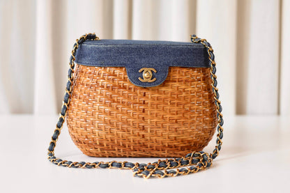 Rare Chanel denim wicker vanity