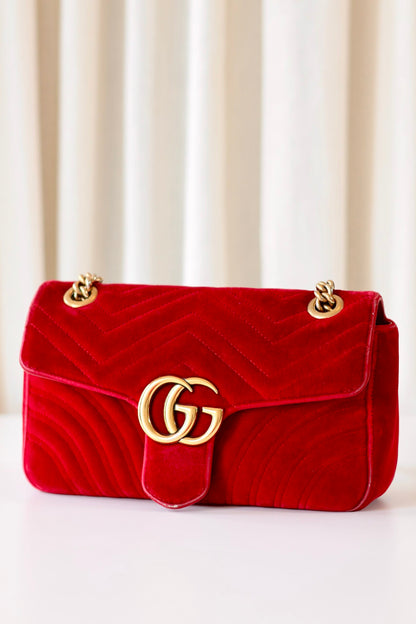 Gucci Marmont red velvet