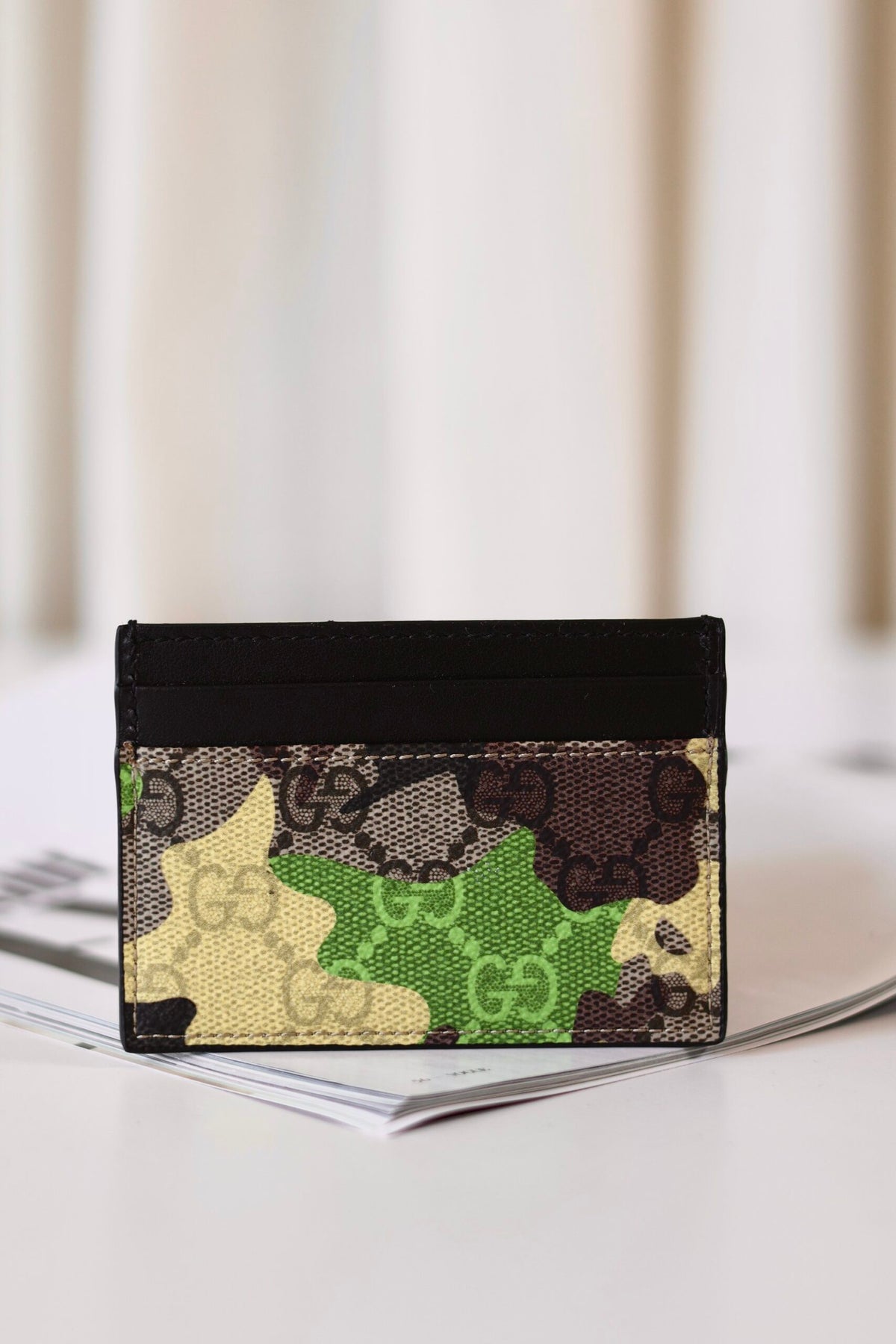 Gucci camouflage monogram card holder