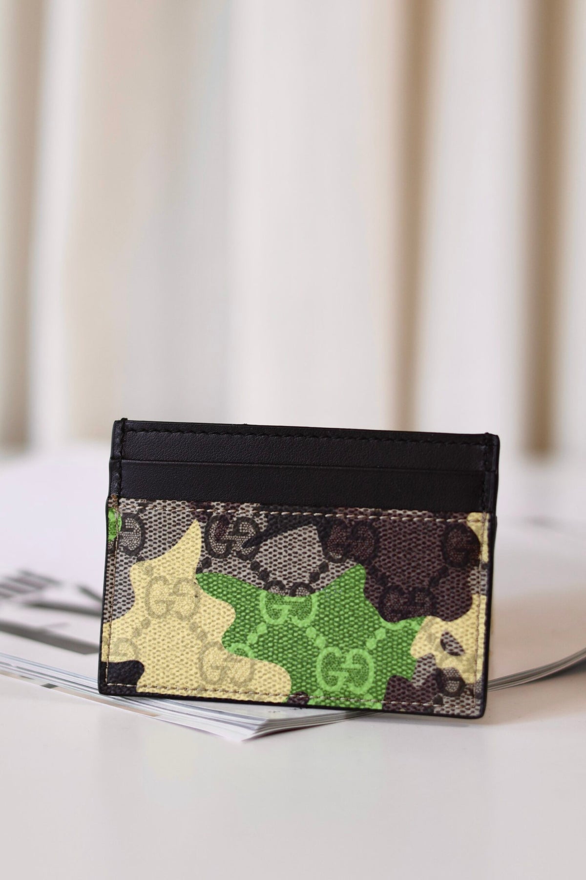 Gucci camouflage monogram card holder