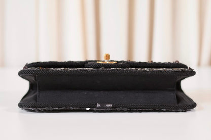 Chanel sequin single flap bag black