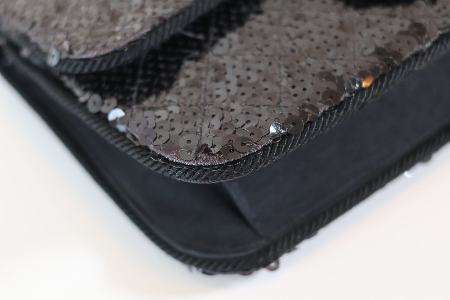 Chanel sequin single flap bag black