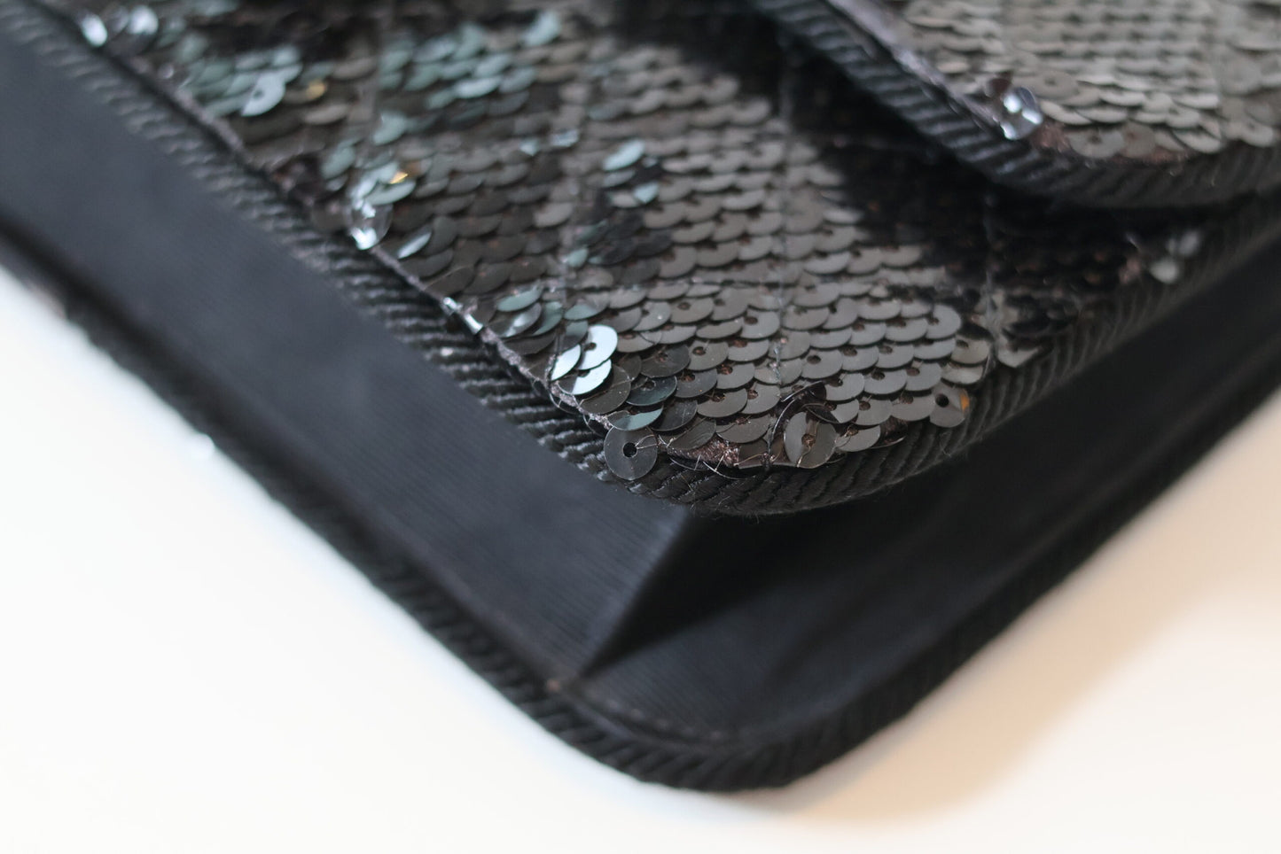 Chanel sequin single flap bag black