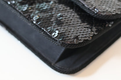 Chanel sequin single flap bag black