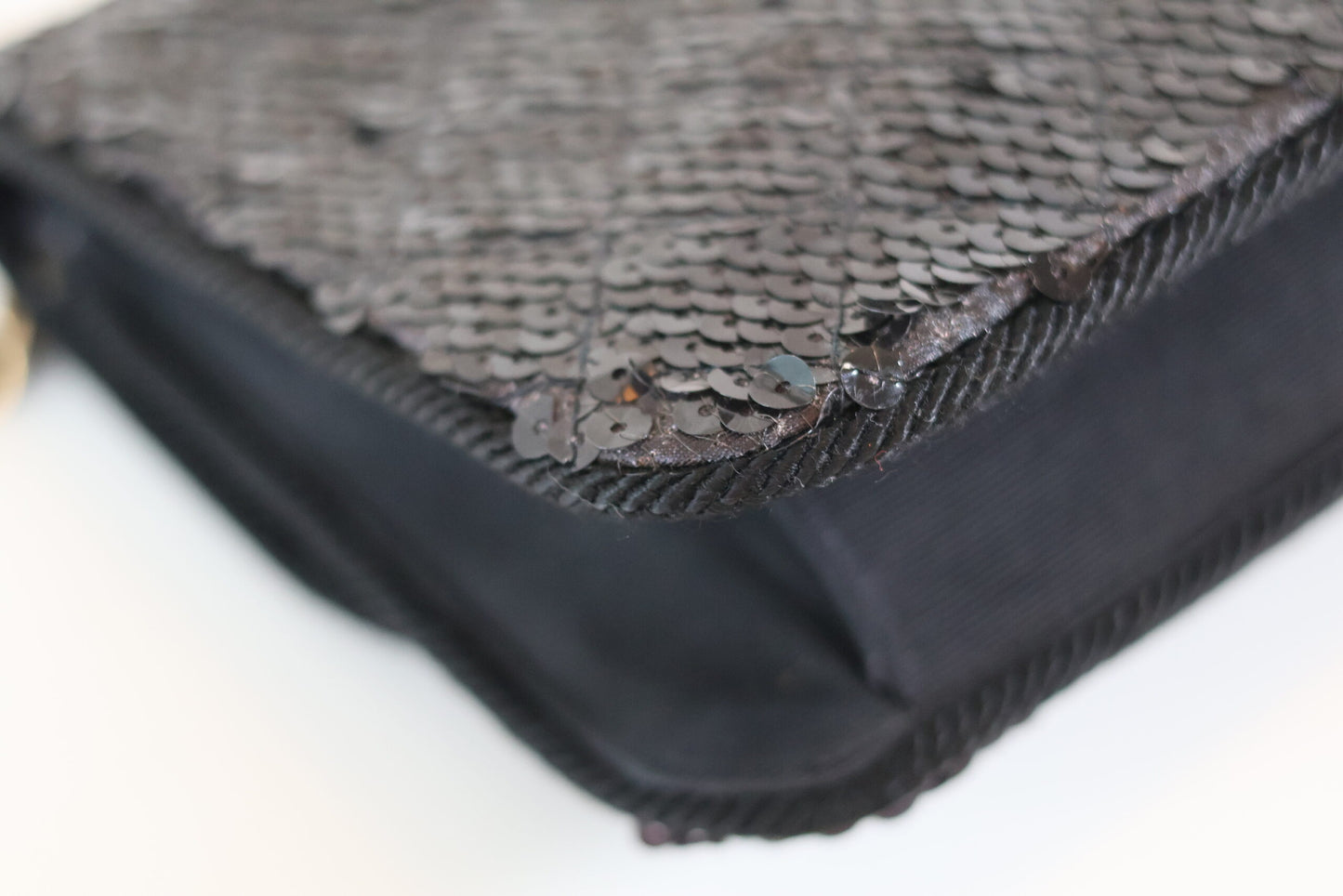 Chanel sequin single flap bag black