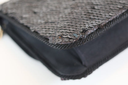 Chanel sequin single flap bag black