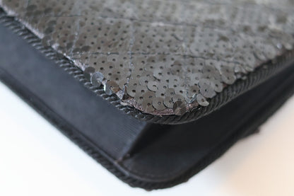 Chanel sequin single flap bag black