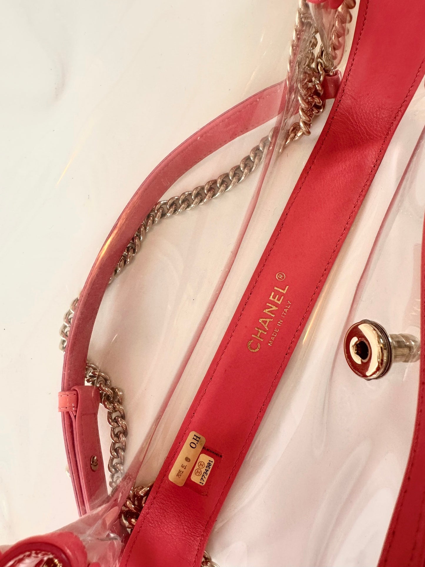 Chanel transparent east west boy bag