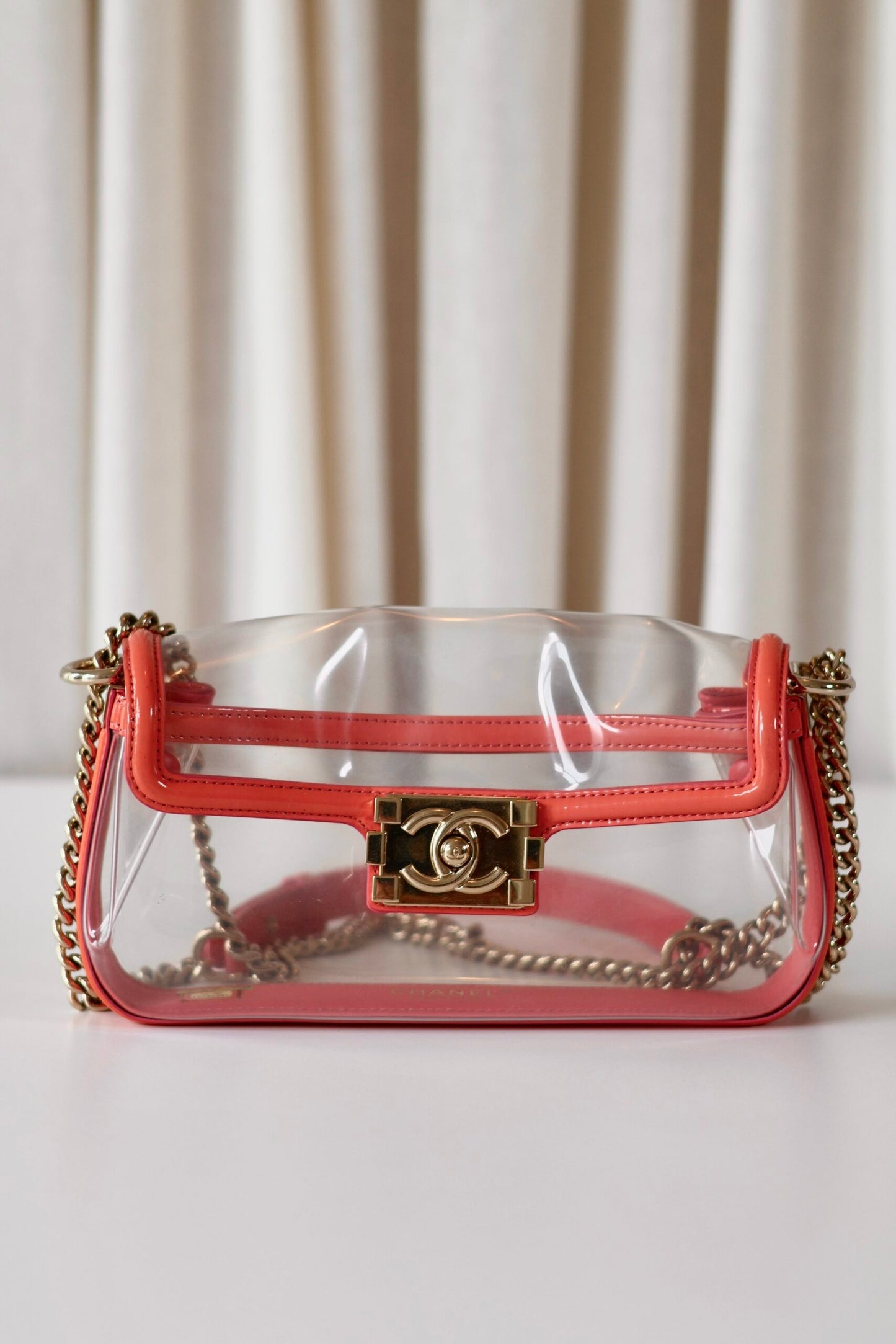 Chanel transparent east west boy bag
