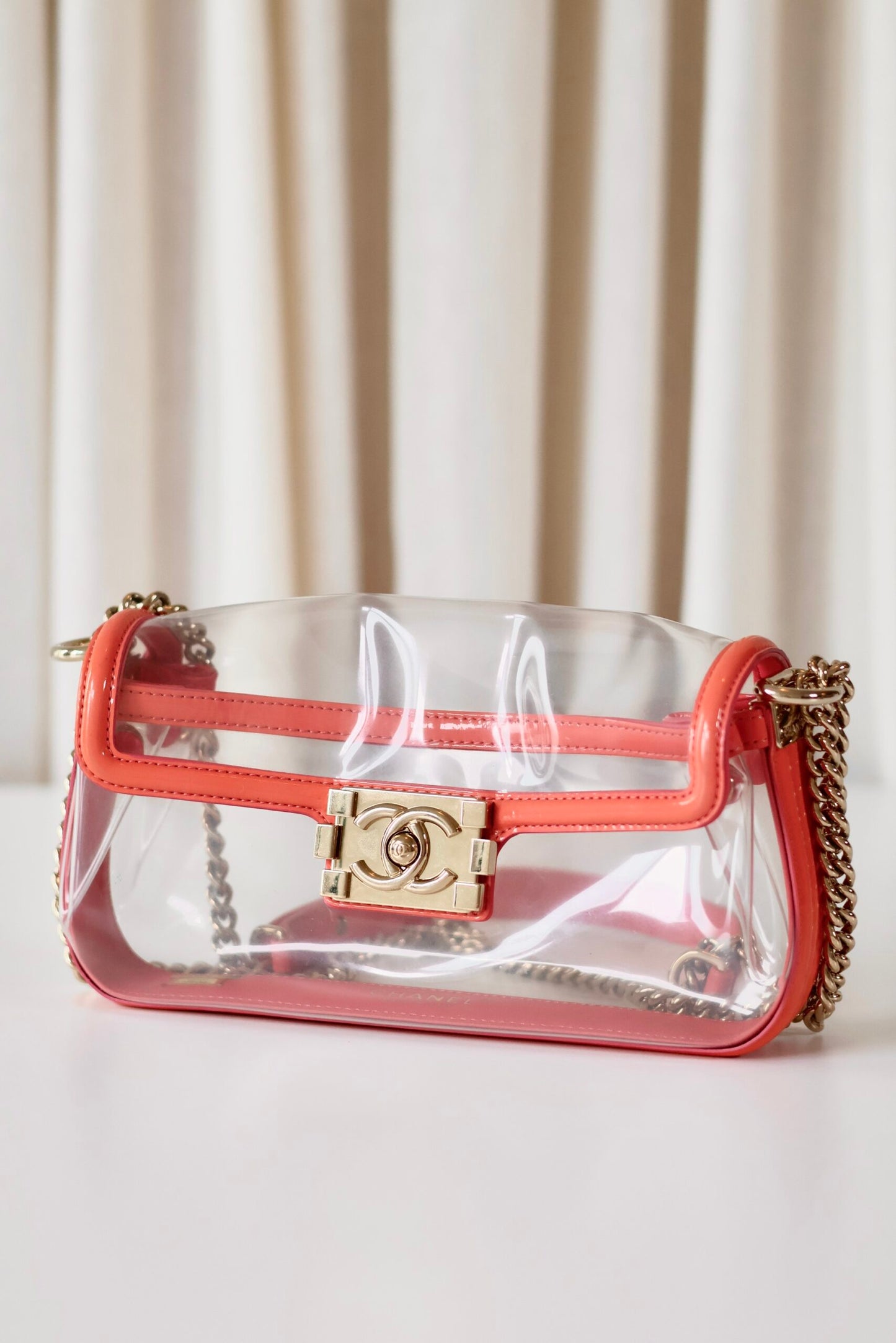 Chanel transparent east west boy bag