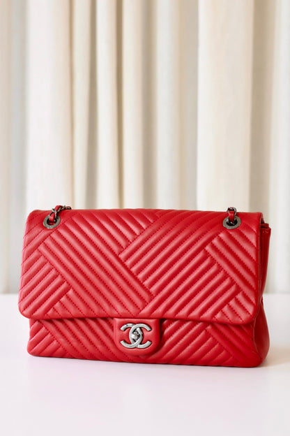 Chanel red single flap bag